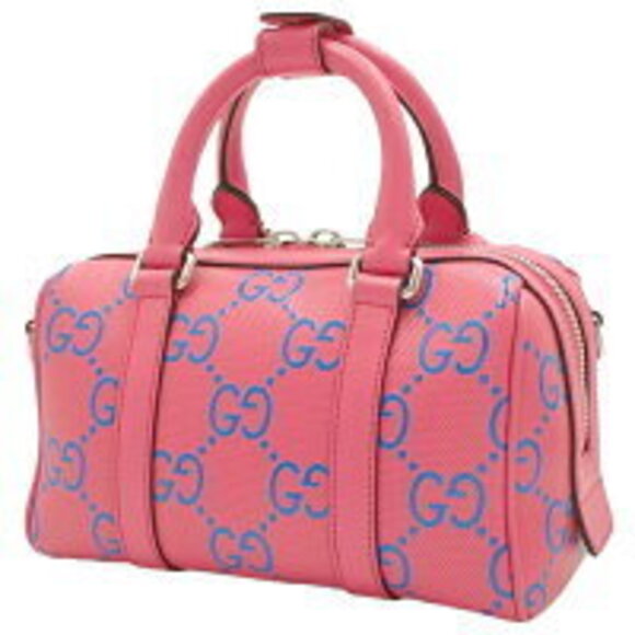 Gucci GG Duffel Bag Crossbody Perfo Boston Leather Pink Blue - Picture 2 of 7
